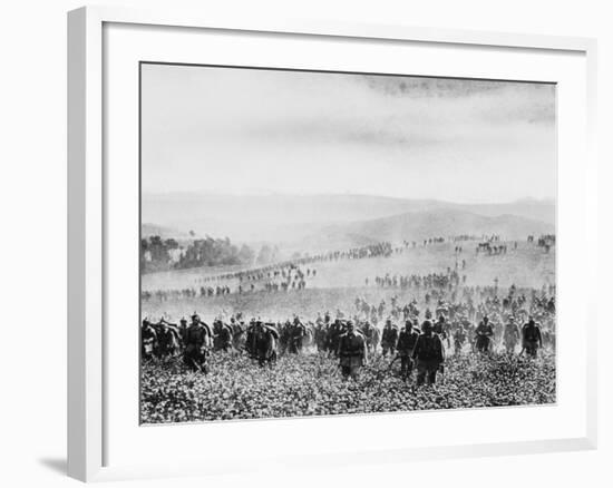 German Infantry Crossing a Field During World War I-Robert Hunt-Framed Photographic Print