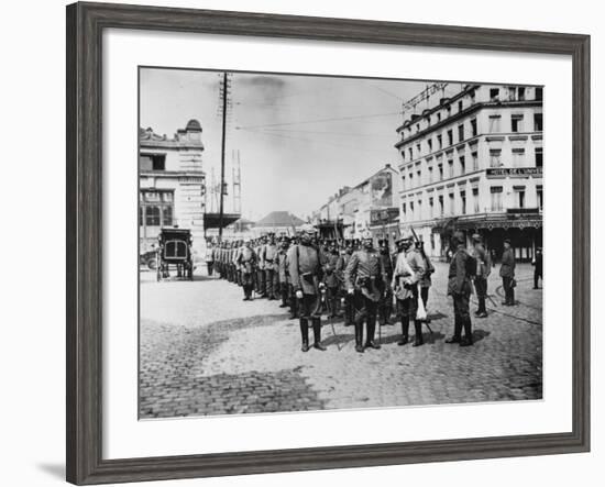 German Infantry Entering Liege During World War I-Robert Hunt-Framed Photographic Print