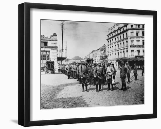 German Infantry Entering Liege During World War I-Robert Hunt-Framed Photographic Print