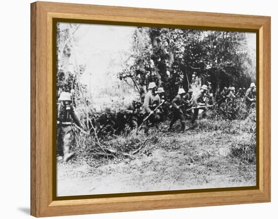 German Infantry in Gas Masks WWI-Robert Hunt-Framed Premier Image Canvas