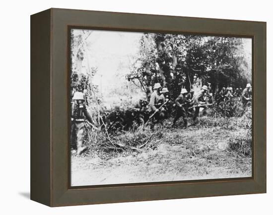 German Infantry in Gas Masks WWI-Robert Hunt-Framed Premier Image Canvas