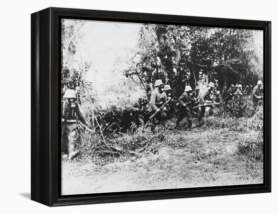 German Infantry in Gas Masks WWI-Robert Hunt-Framed Premier Image Canvas