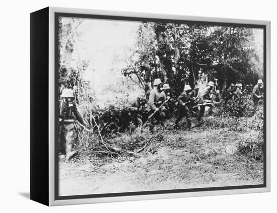 German Infantry in Gas Masks WWI-Robert Hunt-Framed Premier Image Canvas
