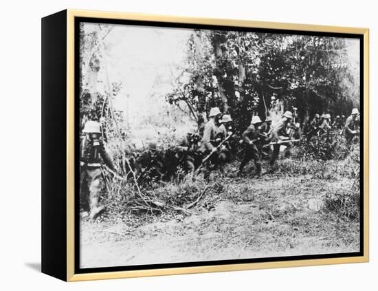 German Infantry in Gas Masks WWI-Robert Hunt-Framed Premier Image Canvas