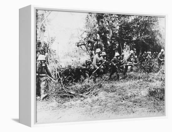 German Infantry in Gas Masks WWI-Robert Hunt-Framed Premier Image Canvas