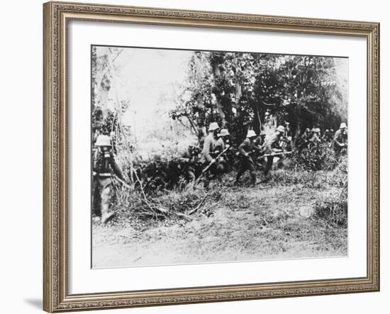 German Infantry in Gas Masks WWI-Robert Hunt-Framed Photographic Print