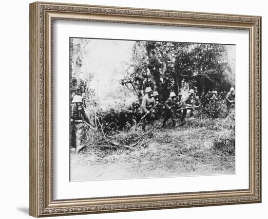 German Infantry in Gas Masks WWI-Robert Hunt-Framed Photographic Print