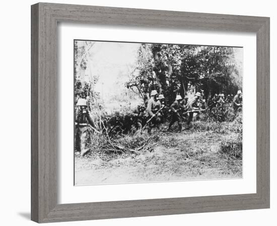 German Infantry in Gas Masks WWI-Robert Hunt-Framed Photographic Print