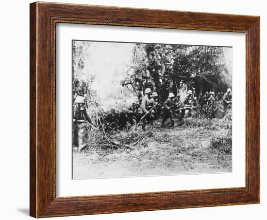 German Infantry in Gas Masks WWI-Robert Hunt-Framed Photographic Print