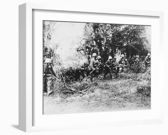 German Infantry in Gas Masks WWI-Robert Hunt-Framed Photographic Print