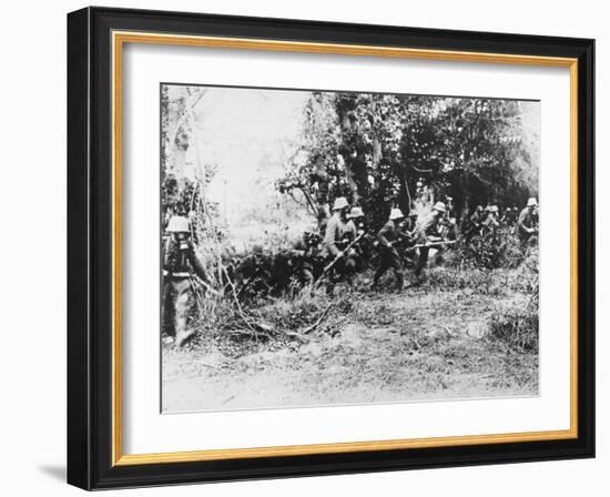 German Infantry in Gas Masks WWI-Robert Hunt-Framed Photographic Print