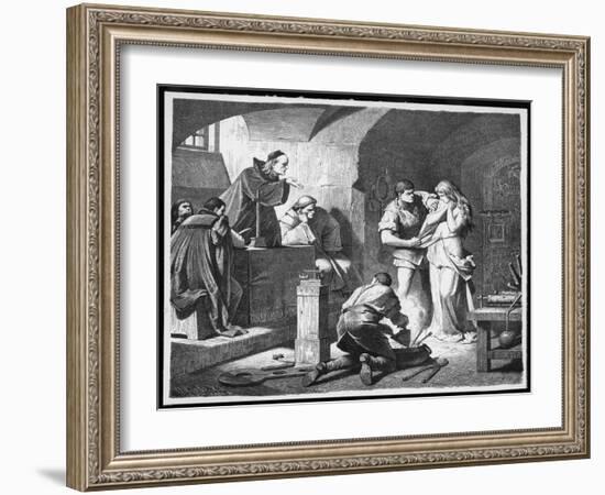 German Inquisitors Question a Suspected Witch While the Instruments of Torture are Prepared-Adolf Closs-Framed Art Print