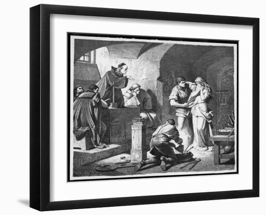 German Inquisitors Question a Suspected Witch While the Instruments of Torture are Prepared-Adolf Closs-Framed Art Print