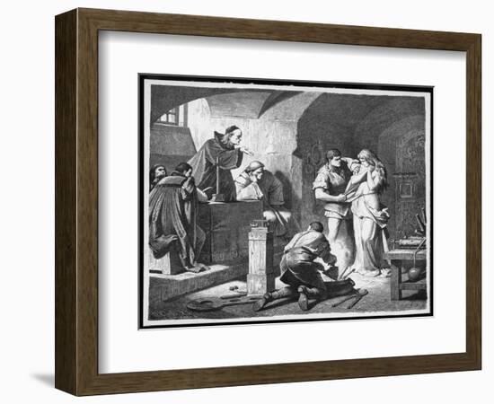 German Inquisitors Question a Suspected Witch While the Instruments of Torture are Prepared-Adolf Closs-Framed Art Print