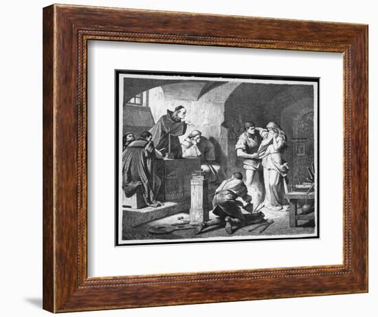 German Inquisitors Question a Suspected Witch While the Instruments of Torture are Prepared-Adolf Closs-Framed Art Print