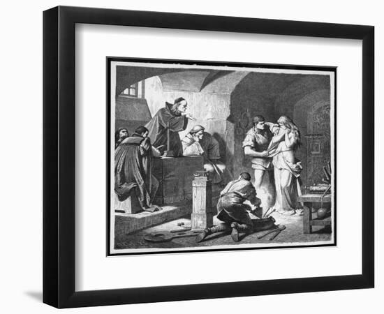 German Inquisitors Question a Suspected Witch While the Instruments of Torture are Prepared-Adolf Closs-Framed Art Print