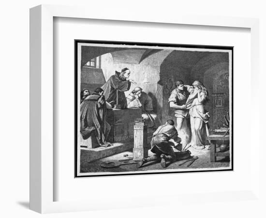 German Inquisitors Question a Suspected Witch While the Instruments of Torture are Prepared-Adolf Closs-Framed Art Print