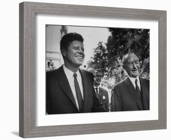 German Konrad Adenauer, with Guest President John F. Kennedy-John Dominis-Framed Photographic Print