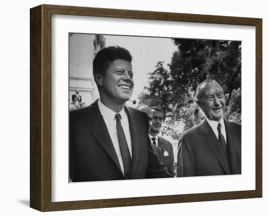 German Konrad Adenauer, with Guest President John F. Kennedy-John Dominis-Framed Photographic Print