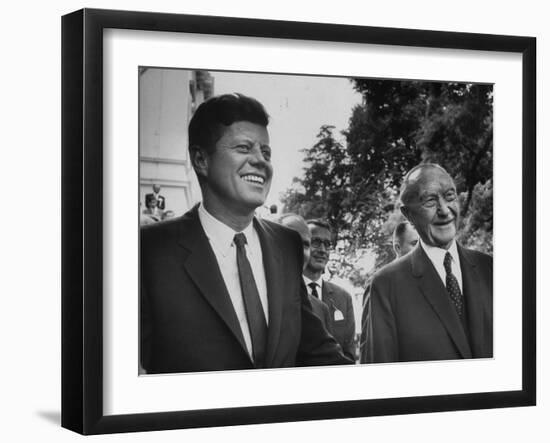 German Konrad Adenauer, with Guest President John F. Kennedy-John Dominis-Framed Photographic Print