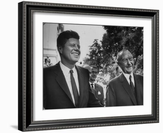 German Konrad Adenauer, with Guest President John F. Kennedy-John Dominis-Framed Photographic Print