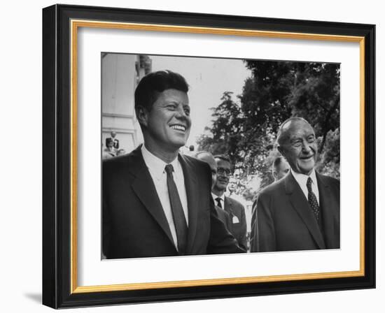 German Konrad Adenauer, with Guest President John F. Kennedy-John Dominis-Framed Photographic Print