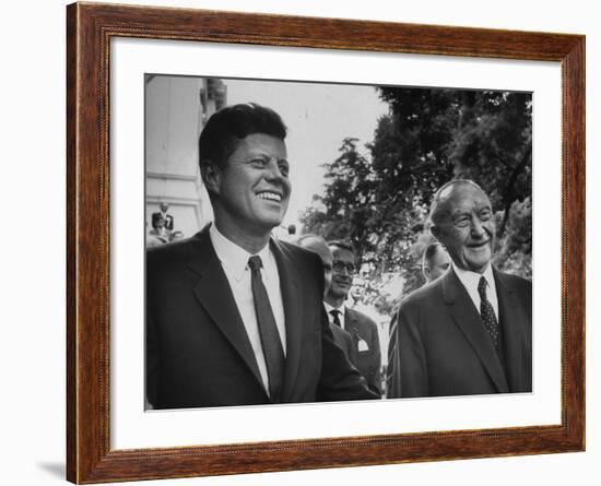 German Konrad Adenauer, with Guest President John F. Kennedy-John Dominis-Framed Photographic Print