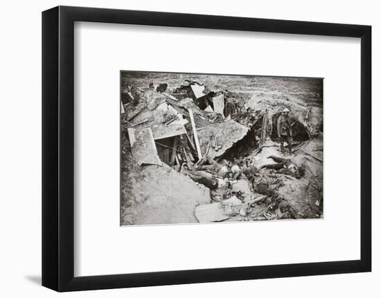 German machine-gun emplacement destroyed by British artillery fire, France, World War I, 1916-Unknown-Framed Photographic Print