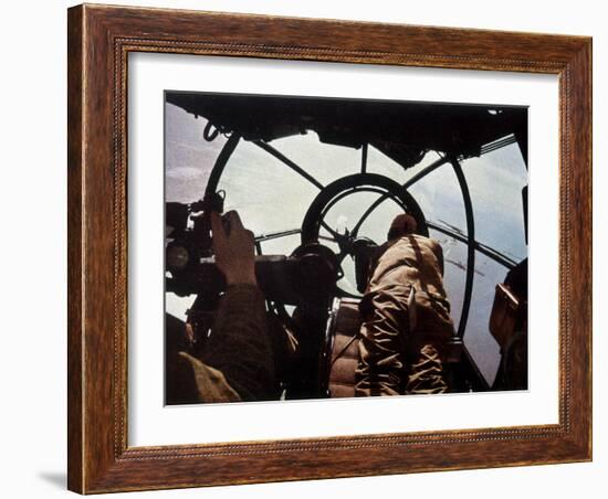German Machine-Gunner in the Cockpit of a Bomber, Probably a Heinkel He-111-Unsere Wehrmacht-Framed Photographic Print