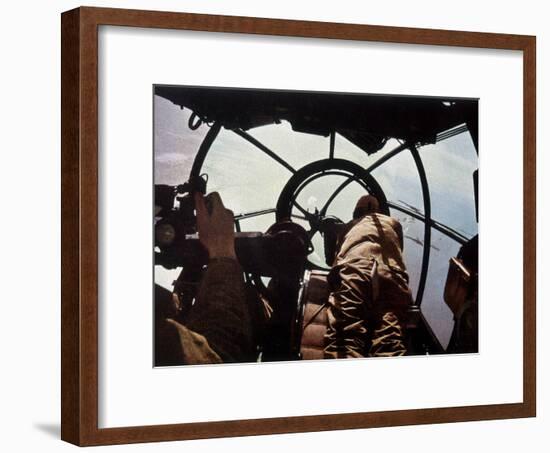 German Machine-Gunner in the Cockpit of a Bomber, Probably a Heinkel He-111-Unsere Wehrmacht-Framed Photographic Print