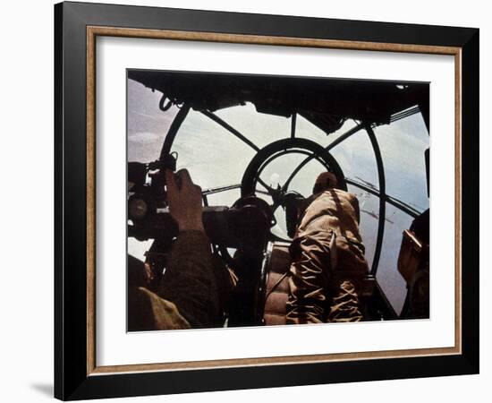 German Machine-Gunner in the Cockpit of a Bomber, Probably a Heinkel He-111-Unsere Wehrmacht-Framed Photographic Print