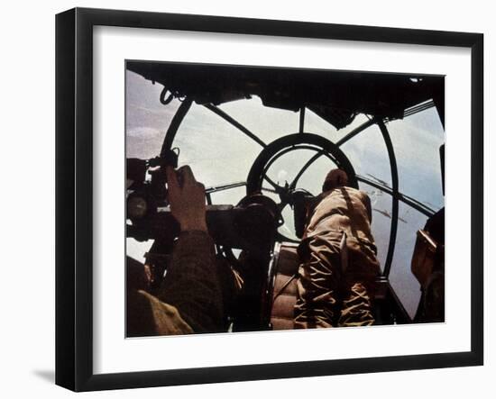 German Machine-Gunner in the Cockpit of a Bomber, Probably a Heinkel He-111-Unsere Wehrmacht-Framed Photographic Print