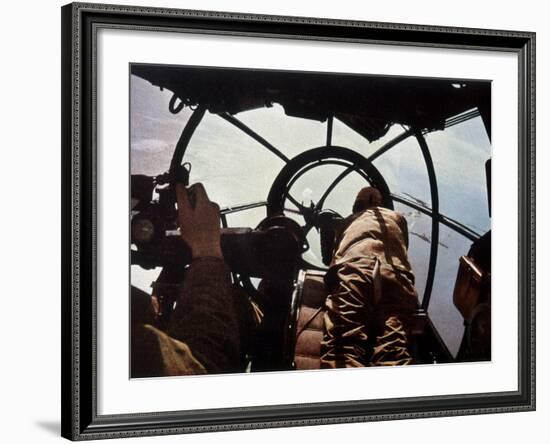 German Machine-Gunner in the Cockpit of a Bomber, Probably a Heinkel He-111-Unsere Wehrmacht-Framed Photographic Print