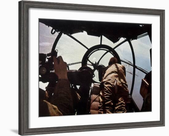 German Machine-Gunner in the Cockpit of a Bomber, Probably a Heinkel He-111-Unsere Wehrmacht-Framed Photographic Print