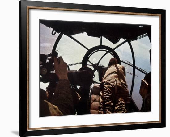 German Machine-Gunner in the Cockpit of a Bomber, Probably a Heinkel He-111-Unsere Wehrmacht-Framed Photographic Print