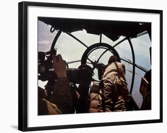 German Machine-Gunner in the Cockpit of a Bomber, Probably a Heinkel He-111-Unsere Wehrmacht-Framed Photographic Print