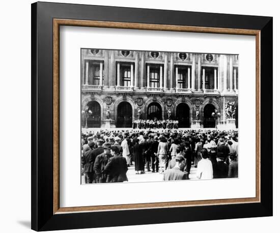 German Military Band Giving a Concert, Occupied Paris, 1940-1944-null-Framed Giclee Print