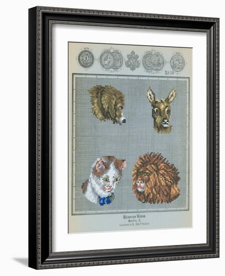 German Needlepoint Sampler-null-Framed Art Print