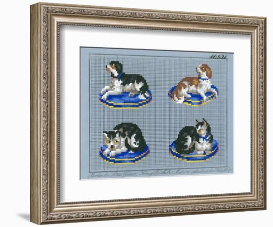 German Needlepoint Sampler-null-Framed Art Print