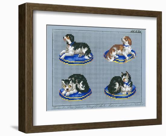 German Needlepoint Sampler-null-Framed Art Print