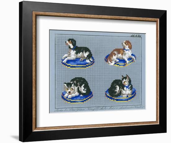 German Needlepoint Sampler-null-Framed Art Print