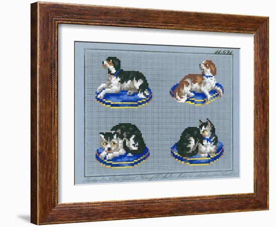 German Needlepoint Sampler-null-Framed Art Print