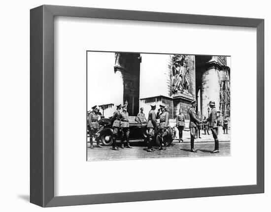 German officers at the Arc de Triomphe during the victory parade, Paris, June 1940. Artist: Unknown-Unknown-Framed Photographic Print