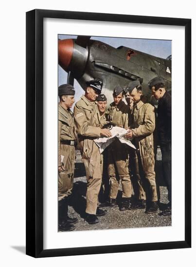 German Pilots Attend Last Briefing Before a Mission, Aircraft in Background is a Stuka-Unsere Wehrmacht-Framed Art Print