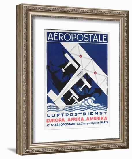 German Poster Advertising the French Airmail Service, 1928--Framed Giclee Print