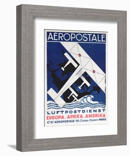 German Poster Advertising the French Airmail Service, 1928-null-Framed Giclee Print