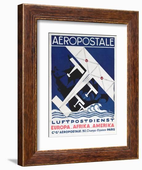 German Poster Advertising the French Airmail Service, 1928-null-Framed Giclee Print