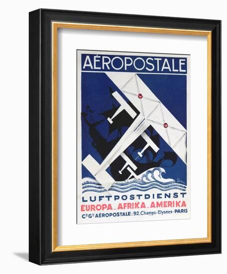 German Poster Advertising the French Airmail Service, 1928-null-Framed Giclee Print