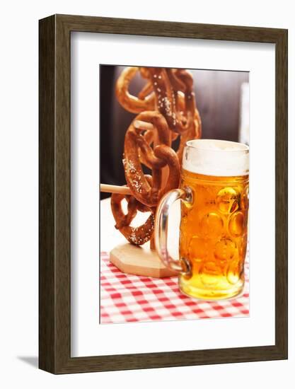 German Pretzel Bread with Beer-maksheb-Framed Photographic Print