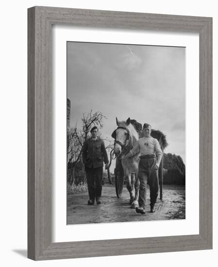 German Prisoner of War Working as Farm Hand for French Farmer-null-Framed Photographic Print